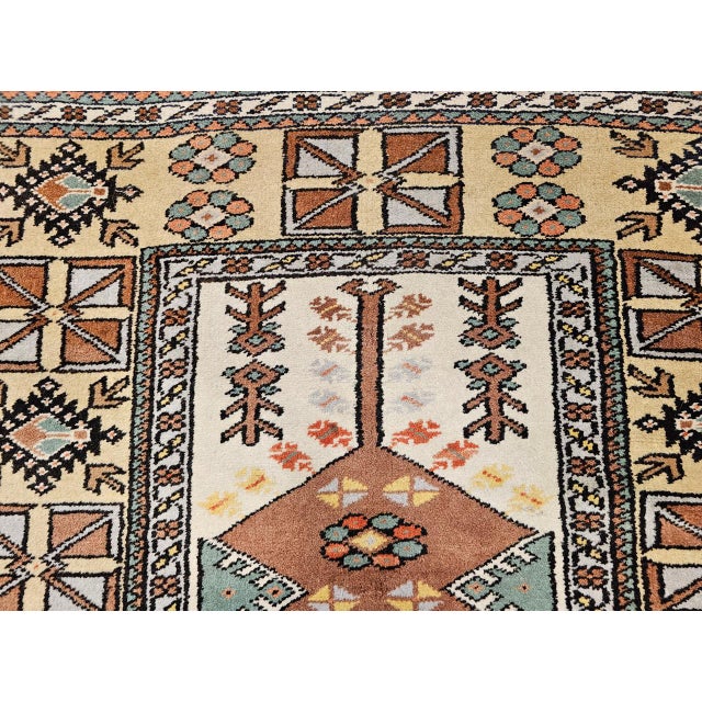 Vintage Turkish Area Rug, Handwoven Tribal Wool, Prayer Design, 1930s, 4' x 7' For Sale - Image 11 of 15