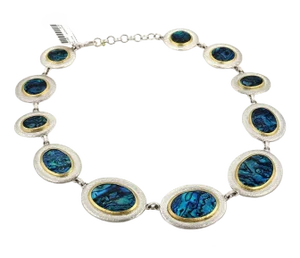 Gurhan Surf Paua Shell Sterling & 24k Gold Accent Discs Necklace