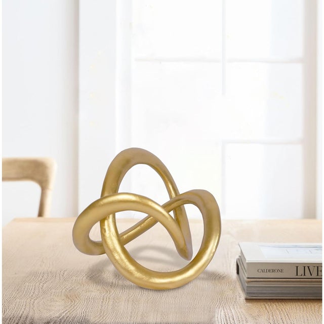 Modern Gold Geometric Knot Tabletop Sculpture Decor For Sale - Image 4 of 7