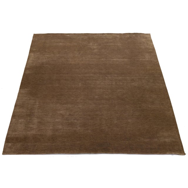 Chestnut 12x16 Apadana's Modern Gabbeh Hand-Loom Wool Area Rug in Chestnut Brown For Sale - Image 8 of 10