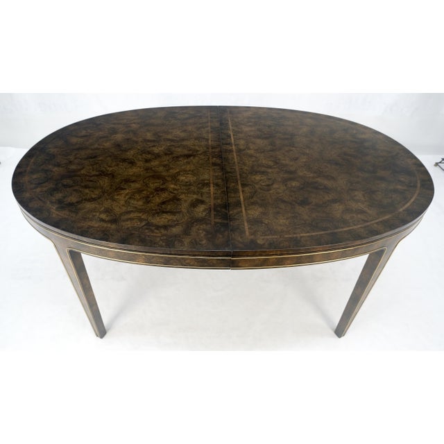 Mastercraft Mastercraft Dark Burl Walnut Oval 4x20" Leaves Dining Table 6 Chairs Set MINT For Sale - Image 4 of 17