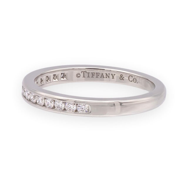 Contemporary Tiffany & Co. Platinum Half Circle Channel-Set Diamond Band Ring Size 4.25 For Sale - Image 3 of 8