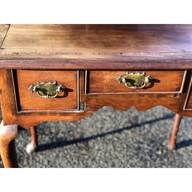 Georgian Walnut Lowboy with Brass Handles For Sale - Image 10 of 13