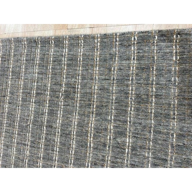 Textile 6x9 Gray Hand-Knotted Wool Subtle Striped Geometric Modern Carpet Rug For Sale - Image 7 of 8