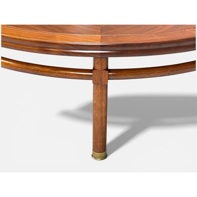 1960s t.h. Robsjohn-Gibbings, Round Coffee Table, Brass, Walnut, Usa, 1960s For Sale - Image 5 of 10