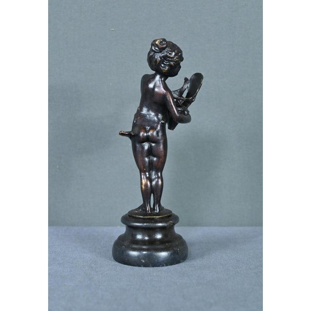 Metal Small Bronze of Young Girl with the Basket, Late 19th Century For Sale - Image 7 of 10