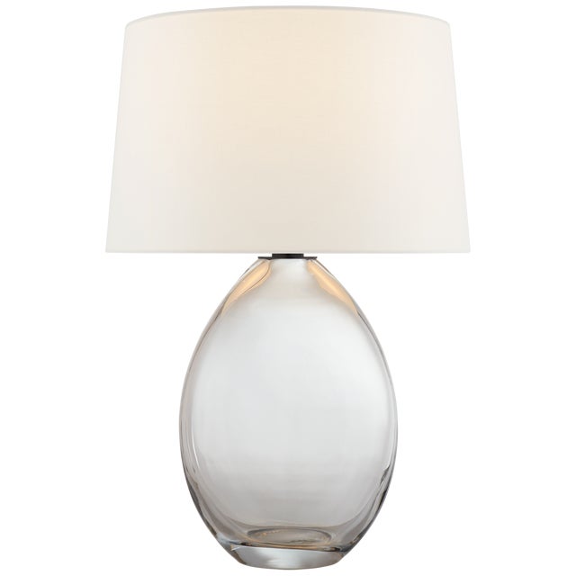 Myla Medium Wide Table Lamp in Clear Glass with Linen Shade Designer: Chapman & Myers Height: 27" Shade Detail: 12.5" x...