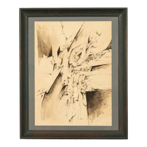 Italian Mid Century Abstract Modernist Ink & Watercolor Painting "Fragmentation" by Gio Pomodo, 1956ro, 1956