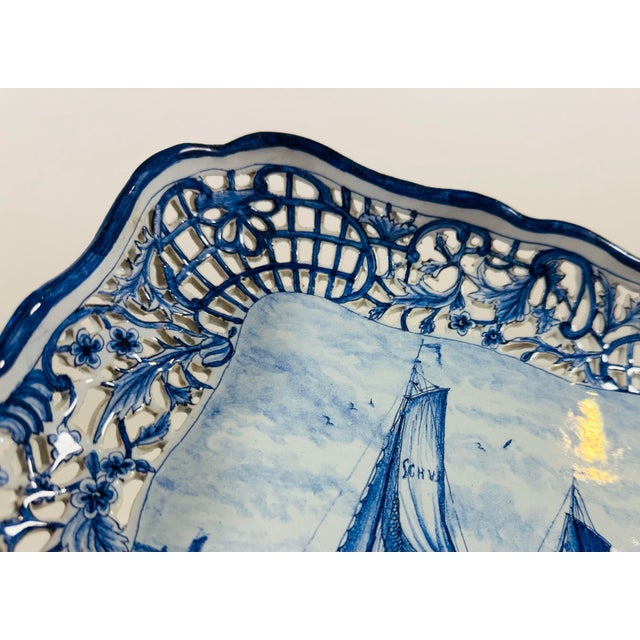 Reticulated Square Delft Dish by Royal Makkum For Sale In Washington DC - Image 6 of 7