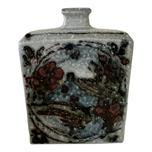 Vintage Mid-Century Stoneware Studio Pottery Vase For Sale