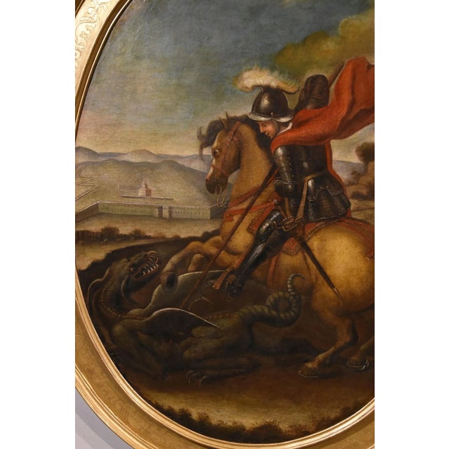 Early 18th Century Follower of Raffaello Sanzio, Saint George & the Dragon, 1700, Oil on Canvas, Framed For Sale - Image 5 of 17