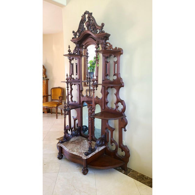 Beautiful and rare antique Victorian coat rack and hall tree. This magnificent piece stands 82 inches tall with an ornate...
