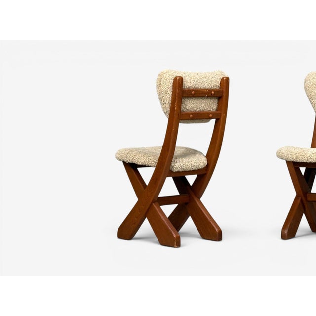 Danish Modern, Brutalist Dining Room Set, Pine, Shearling, Denmark, 1960s For Sale - Image 10 of 13
