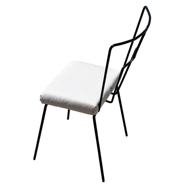 Black Mid-Century Iron Wire Art Side Dining Geometric Chair by Homecrest, Pair For Sale - Image 8 of 9