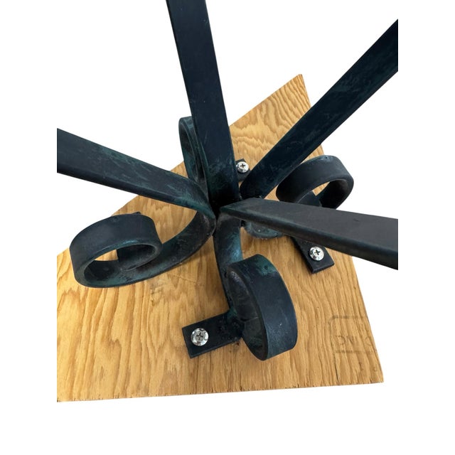 Vintage Verde Marble Round Side Table With Wrought Iron Scrollwork, c.1940s For Sale - Image 10 of 10