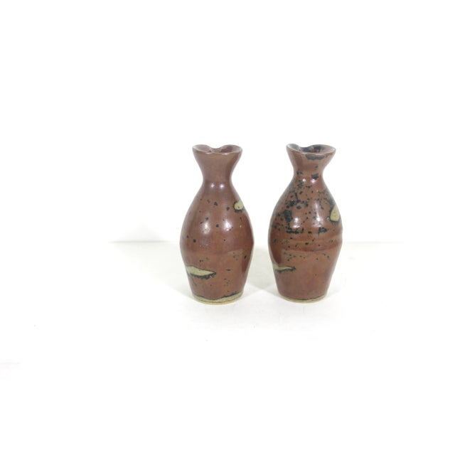 Vintage Japanese Stoneware Sake Bottles Small Pitchers, a Pair For Sale - Image 4 of 8