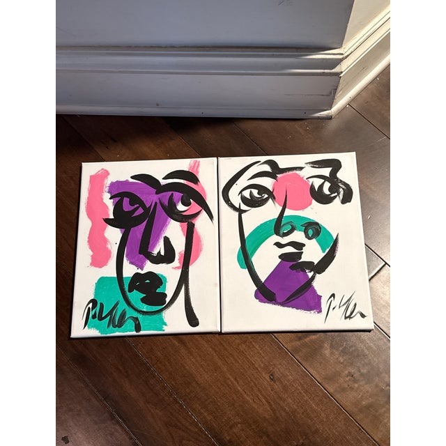 Abstract Peter Keil Set of 4 Colorful Abstract Canvas Paintings For Sale - Image 3 of 5