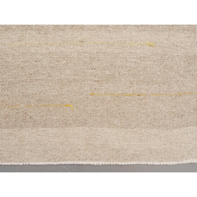 1970s 1970s Vintage Handmade Wool Cotton Cream Runner Rug For Sale - Image 5 of 10