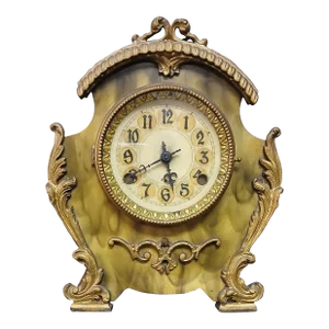 1950s Ornate Mantel Clock With Gilded Detailing
