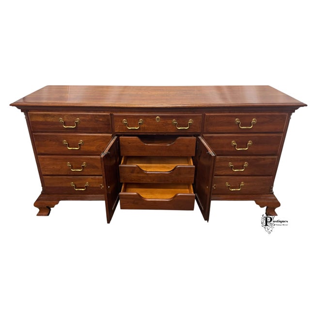 Vintage Jamestown Sterling Chippendale Style Mahogany Triple Dresser & Mirror For Sale In Greensboro - Image 6 of 12