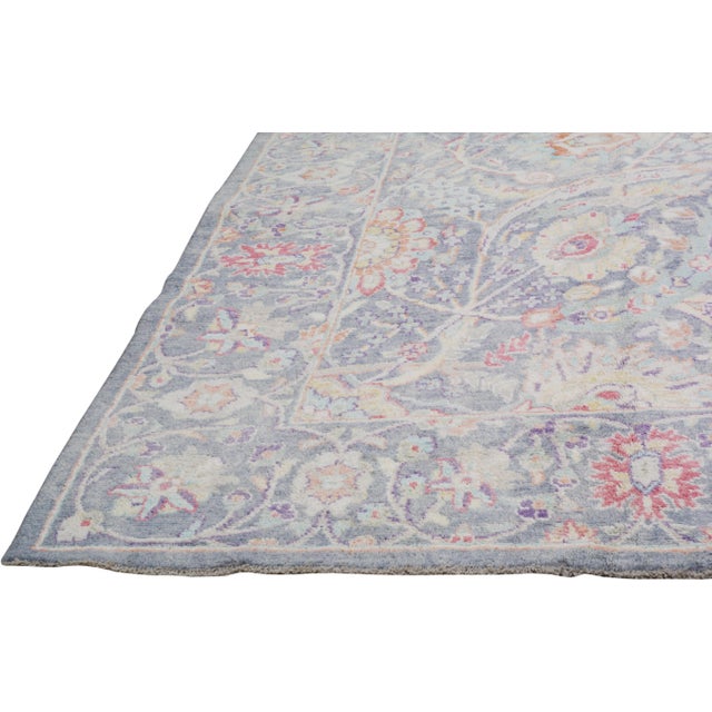 Traditional Pakistani Oushak Hand Knotted Wool Rug, 9'9"x13'7" For Sale - Image 3 of 6