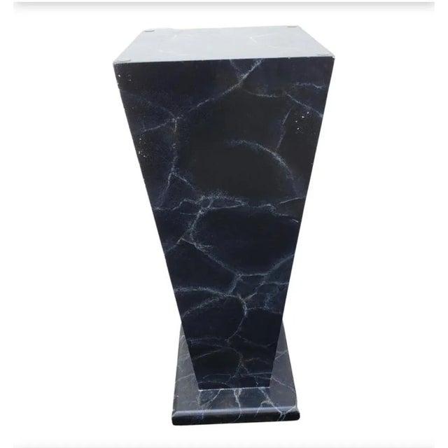 Mid-Century Modern Faux Marble Painted Wooden Pedestal, Circa 1970s For Sale - Image 3 of 7