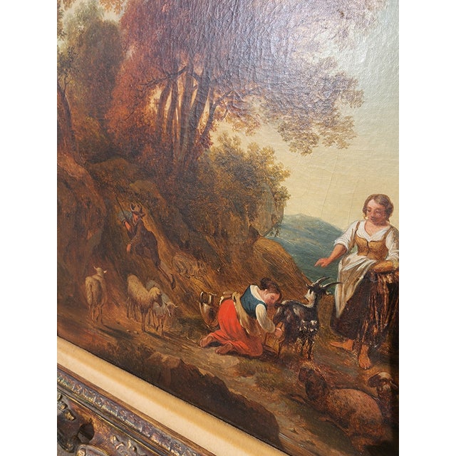 Antique European Painting With Figures and Animals For Sale - Image 17 of 17