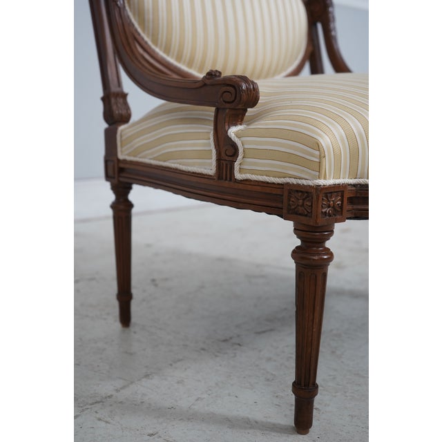 Vintage French Louis XVI Carved Walnut Parlor Chairs For Sale - Image 11 of 18