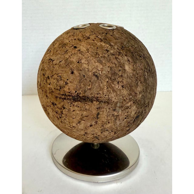 1960s Mid-Century Modern Cork Sphere Pen & Pencil Holder With Chrome Base For Sale - Image 5 of 9