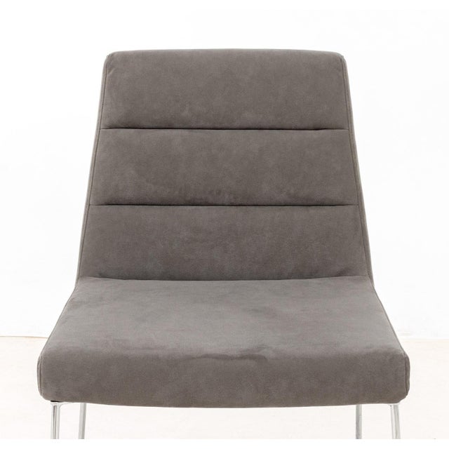Contemporary Ligne Roset Gray Suede Upholstered Side Chair For Sale - Image 3 of 7