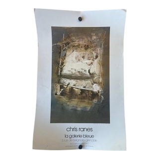 Chris Ranes 1980 French Exhibition Poster Featuring"Space-Time Ii" (1979) - Galerie Bleue, Grenoble - Abstract Oil on Paper Reproduction.L For Sale