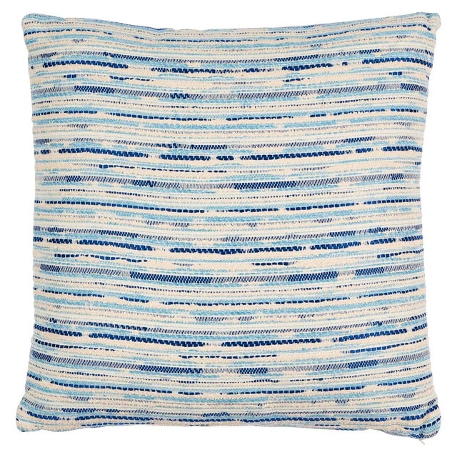 Rustic Schumacher Tomori Indoor/Outdoor 20" Pillow in Blue For Sale - Image 3 of 3