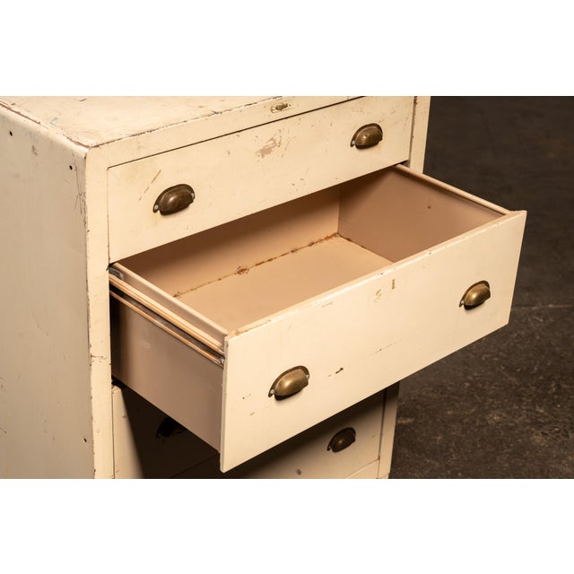 Vintage Metal Lowboy Dresser in Cream Enamel For Sale - Image 11 of 15