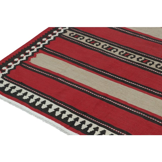 Vintage Shahsavan Persian Kilim With Red, Beige and Brown Stripes by Rug & Kilim For Sale In New York - Image 6 of 7