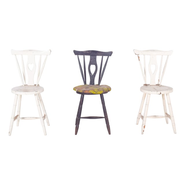 Portuguese Three Chairs with Codtail Backs, 1950s, Set of 3 For Sale