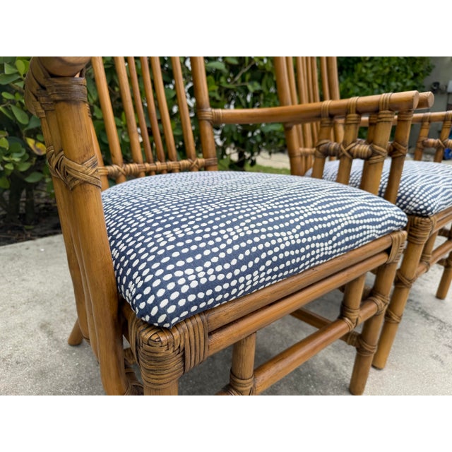 Brown Vintage Pagoda Back Rattan Armchairs – A Pair For Sale - Image 8 of 16
