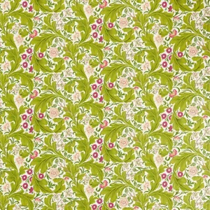 Morris & Co Leicester Fabric in Sour Green/Plum