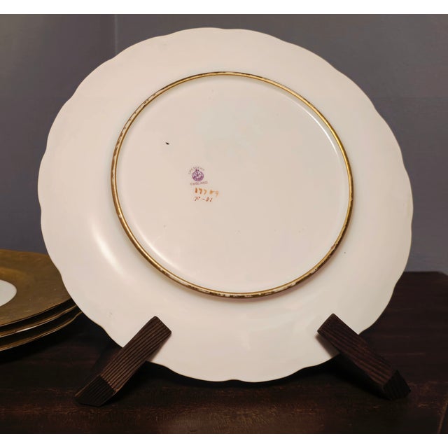 Early 20th Century Set of 6 Antique George Jones & Sons Dinner Plates – Embossed Gold Rim, Bavaria Mark For Sale In Pittsburgh - Image 6 of 12