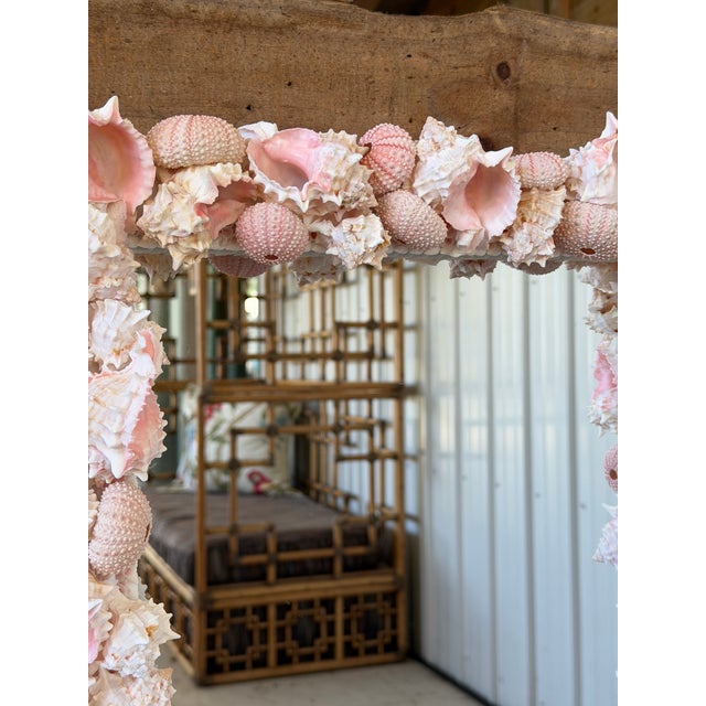 Custom Coastal Organic Sculptural Pink Seashell Wall Mirror For Sale In Naples, FL - Image 6 of 12