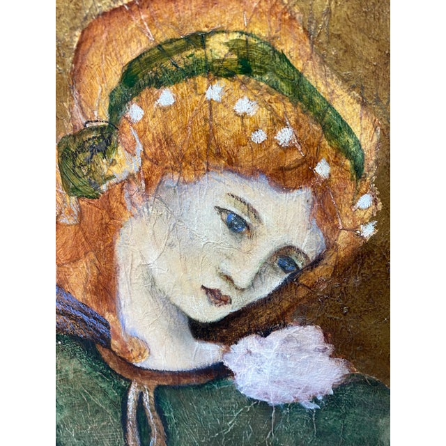 1970s Vintage Hand-Painted Double-Sided Room Divider Folding Screen For Sale - Image 5 of 12