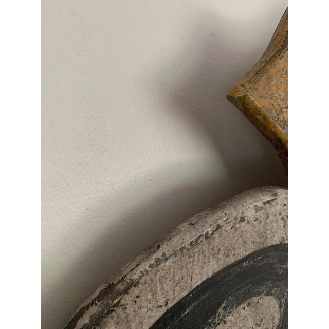 Large Italian Curved Painted Hanging Shield, 1950s For Sale - Image 4 of 9