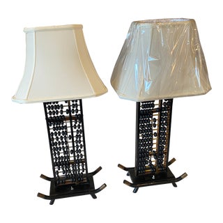 Early 20th Century Abacus Table Lamps, Pair For Sale