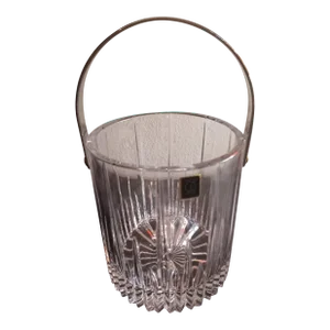 1980s Oneida Crystal Germany Ice Bucket With Gold Tone Handle