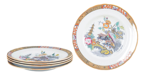 Japan Series Dinner Plates in Faience from Rörstrand, Sweden, Set of 5