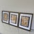 Set of 3 Original Abstract Acrylic Paintings on Heavyweight Paper with Deckled Edges Matted and Framed