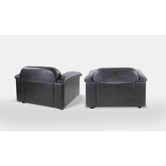 Set of Black Leather DS-110 Armchairs from De Sede, 1970s For Sale - Image 6 of 9