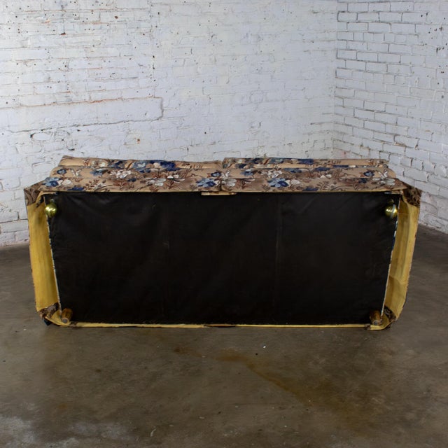 Mid-20th Century Traditional Sofa or Loveseat With Floral Chintz Fabric and Front Brass Ball Casters For Sale - Image 11 of 18