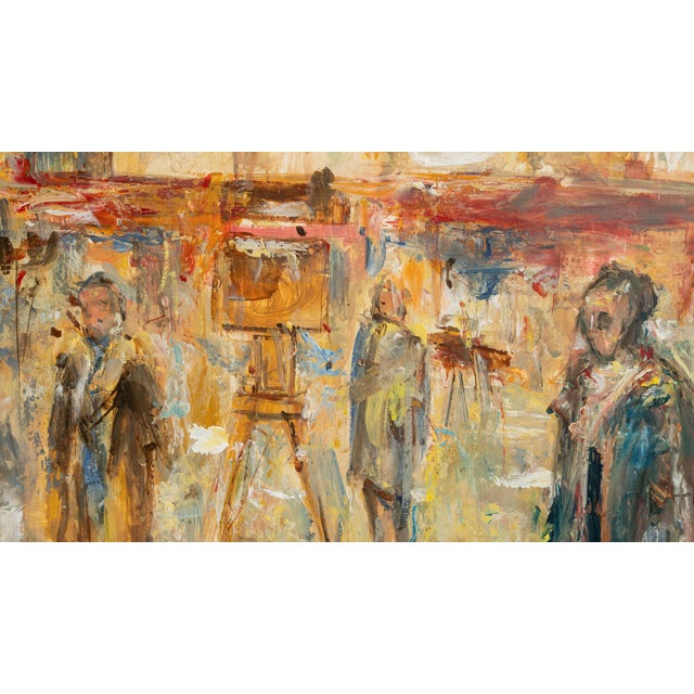 20th Century French Dark Brown Signed Oil on Panel Impressionist Street Scene in Passe-Partout For Sale - Image 14 of 15