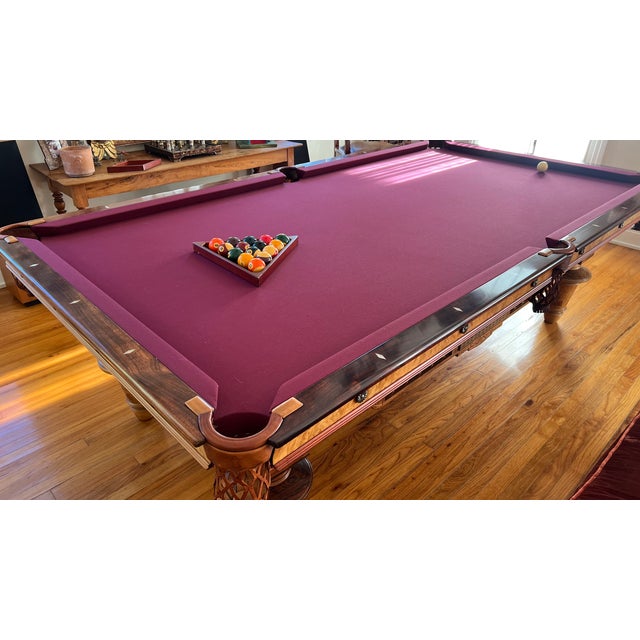 Aramith Style Pool Table Brunswick Circa 1885. Fully Restored by Blatt Billiards, Nyc. For Sale - Image 4 of 10