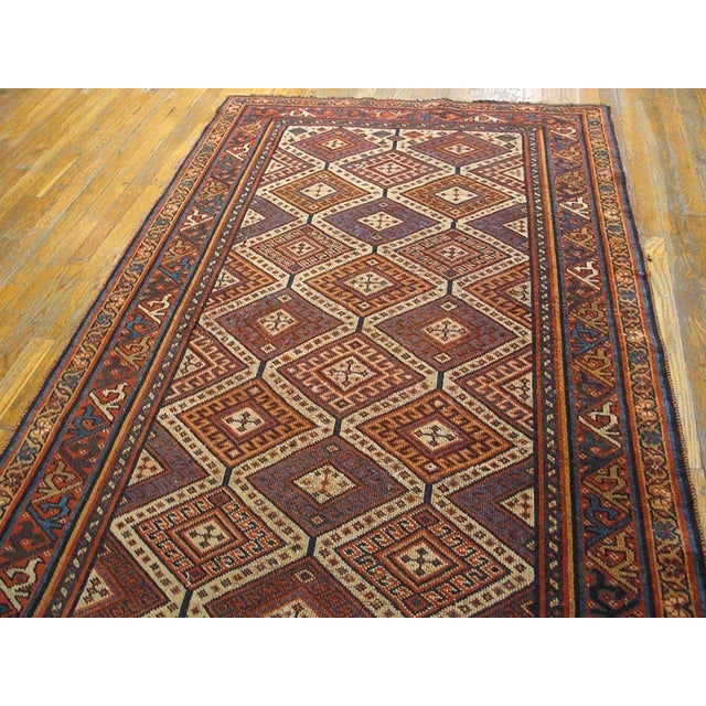 Tribal 1890s Brown Diamond Tribal Antique Persian Afshar Rug 4' X 12'2" Handknotted Wool Carpet For Sale - Image 3 of 6